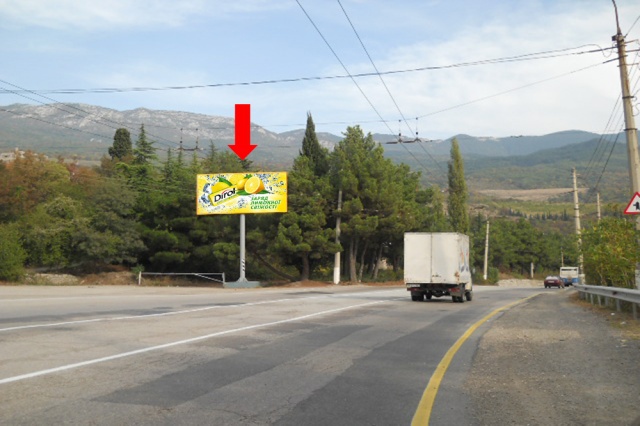 Щит 6x3,  Трасса Алушта-Ялта, 67 км + 210 м, Гурзуф, церковь, в сторону Алушты